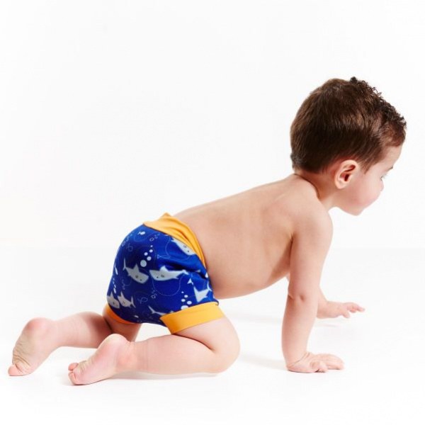 Dojčenské plavky Splash About Happy Nappy Shark Orange