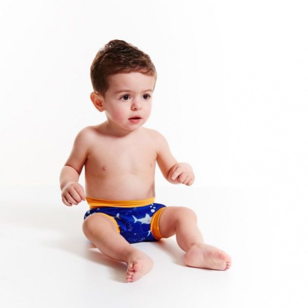 Dojčenské plavky Splash About Happy Nappy Shark Orange
