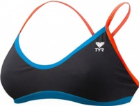 Dámske plavky Tyr Solid Brites Crosscutfit Bikini Top Black/Blue/Coral
