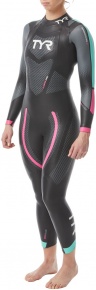 Dámsky plavecký neoprén Tyr Hurricane Wetsuit Cat 5 Women Black/Turquoise/Fuchsia