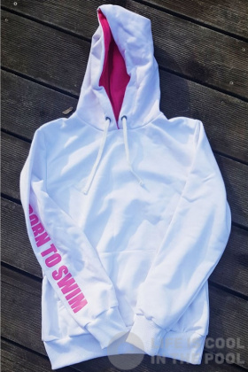 Detská mikina s kapucňou BornToSwim Sweatshirt Hoodie Junior White/Pink