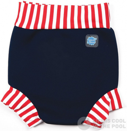 Dojčenské plavky Splash About Happy Nappy Navy/Red Stripe