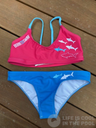Dámske plavky BornToSwim Sharks Bikini Blue/Pink