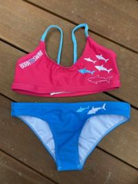 Dámske plavky BornToSwim Sharks Bikini Blue/Pink