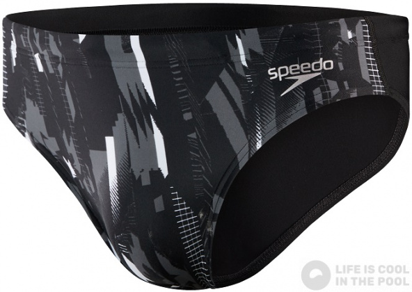 Pánske plavky Speedo Allover 7cm Brief Black/USA Charcoal/White