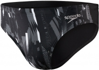 Pánske plavky Speedo Allover 7cm Brief Black/USA Charcoal/White
