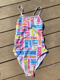 Dámske plavky BornToSwim Logo Swimsuit Rainbow