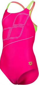 Arena Girls Swimsuit Swim Pro Back Logo Freak Rose/Soft Green