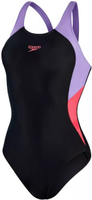 Speedo Colourblock Splice Muscleback Black/Miami Lilac/Rasberry Fill