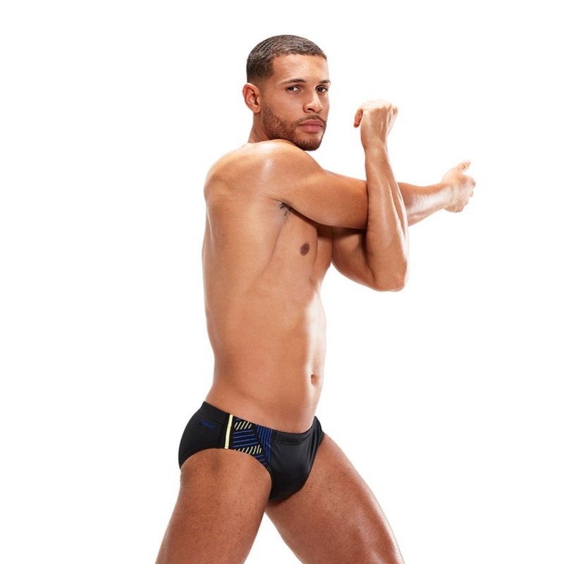 Speedo 7cm tech panel brief black/chroma blue/spritz xs - uk30