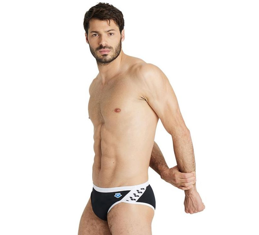 Arena icons swim brief solid black/white l - uk36