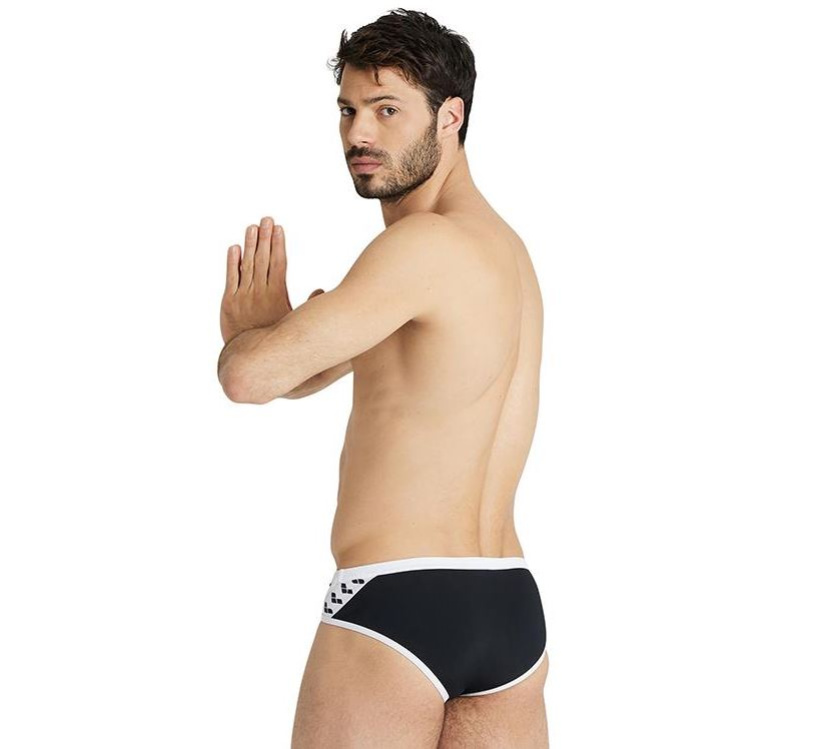 Arena icons swim brief solid black/white l - uk36