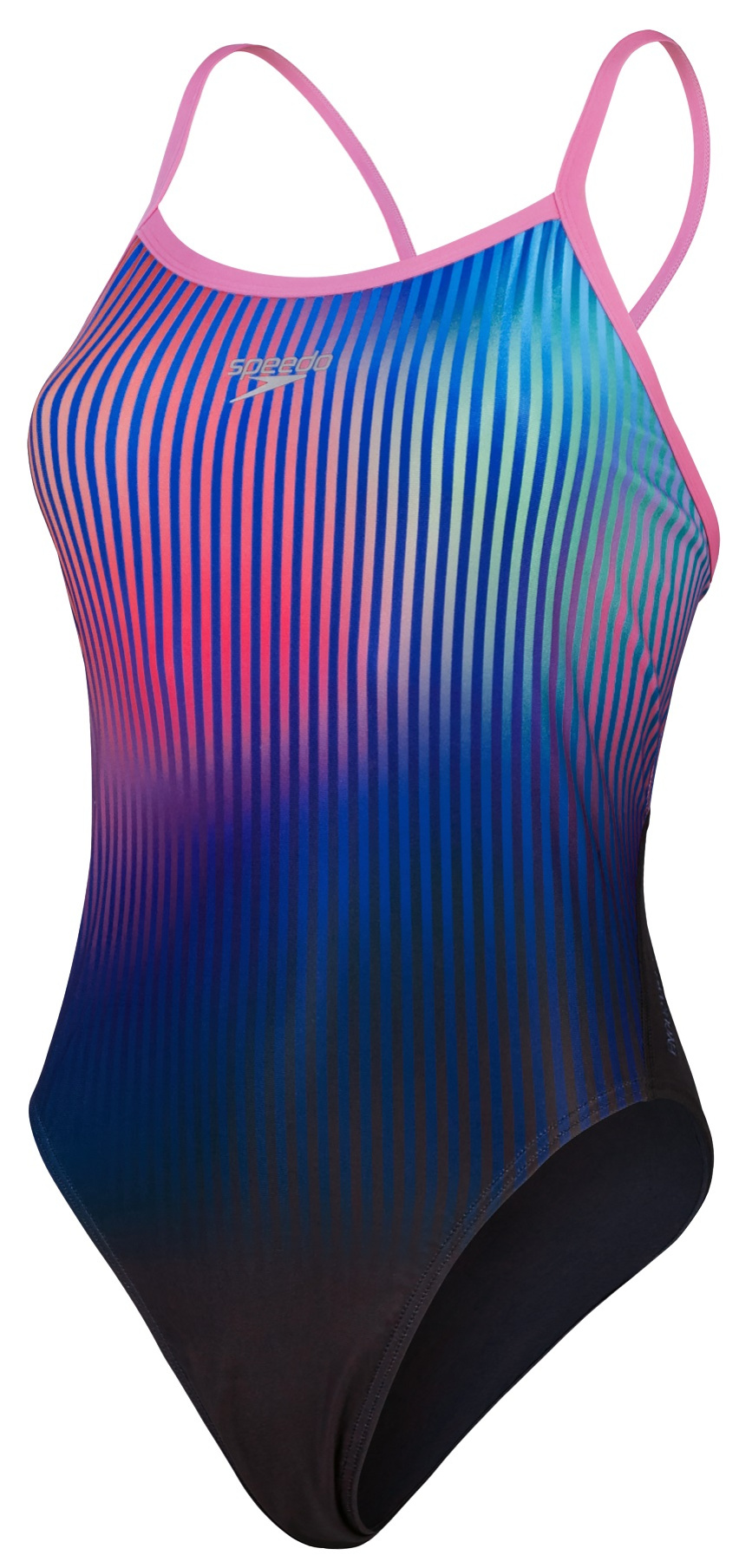 Speedo placement digital turnback one piece black/kiki pink/picton