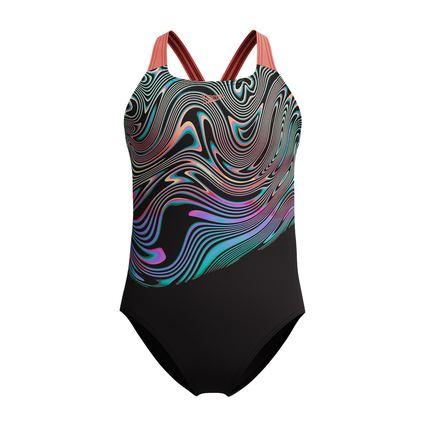 Speedo girls printed placement muscleback multi 128cm
