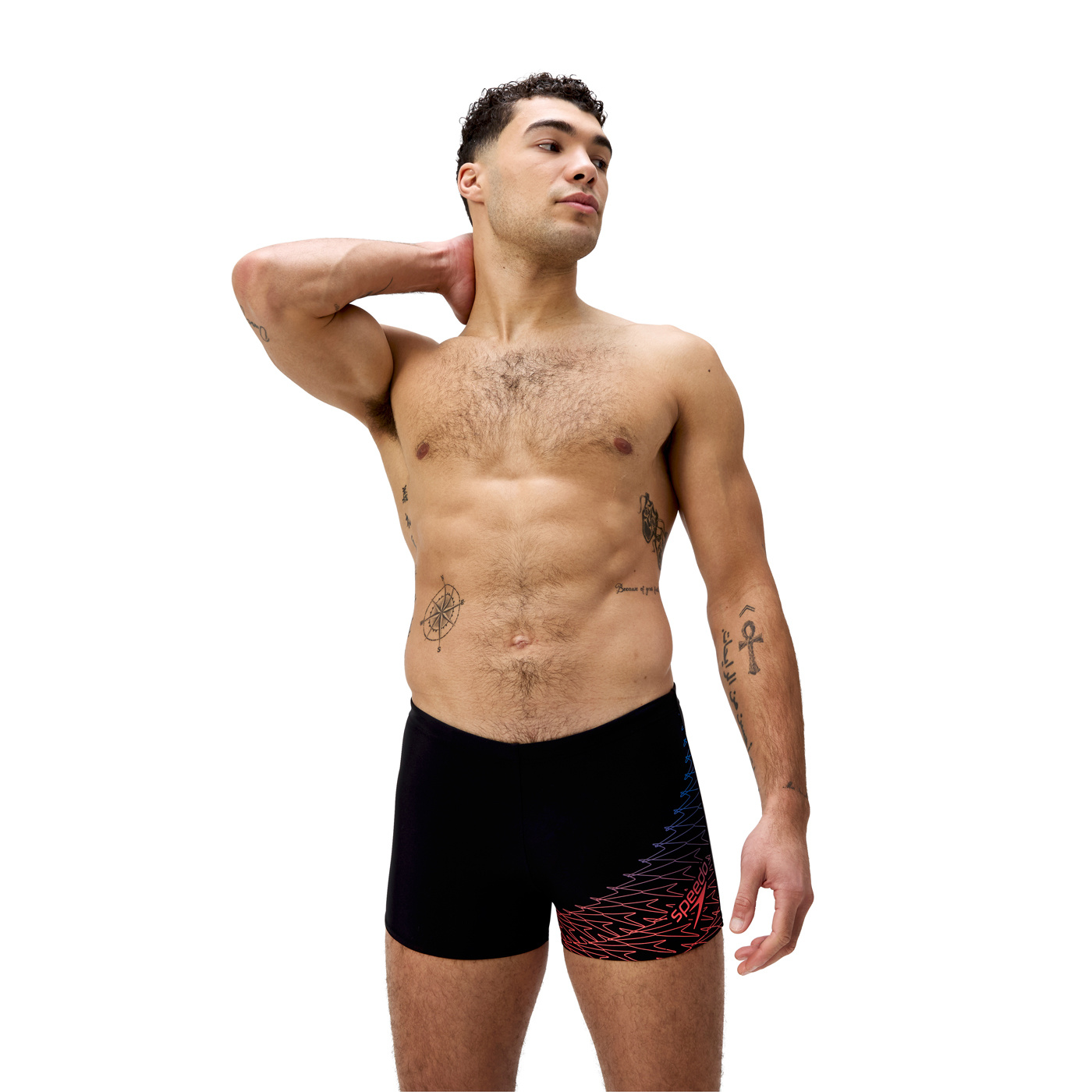 Speedo medley logo aquashort black/blue/red s - uk32