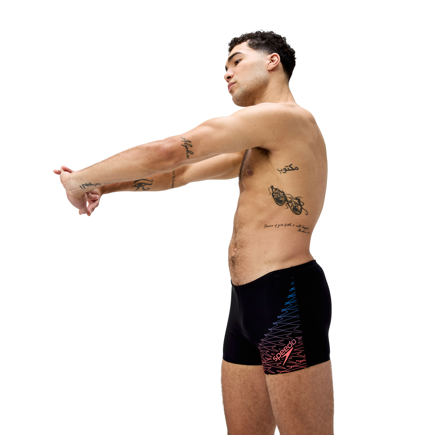 Speedo medley logo aquashort black/blue/red s - uk32